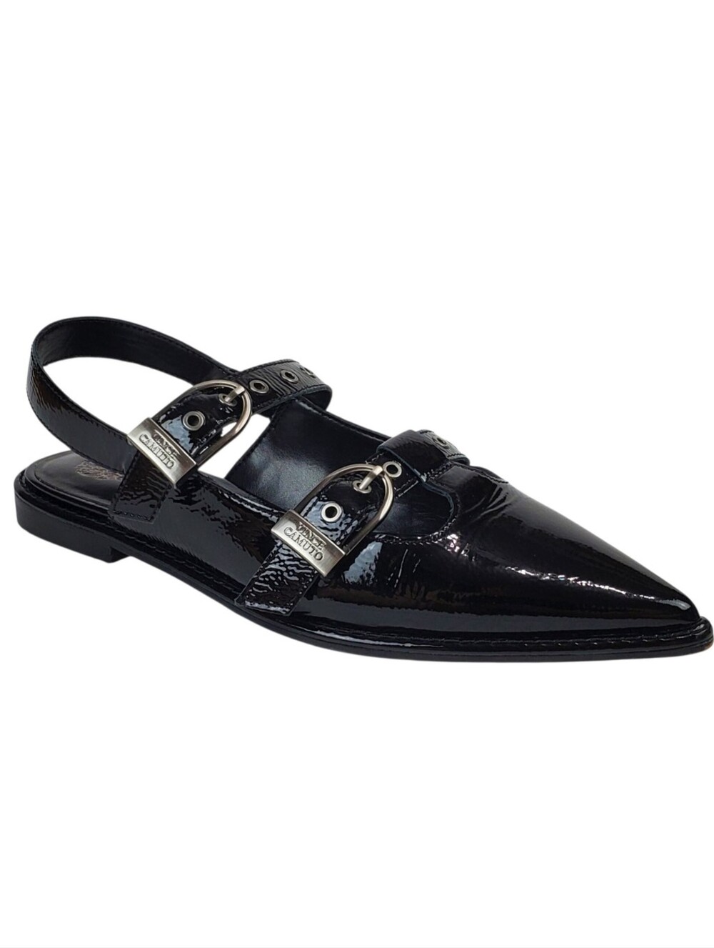Vince Camuto Faye size 7 ballet flat black leather buckle Mary Jane whimsigoth